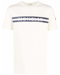 T-shirt à col rond brodé beige Moncler