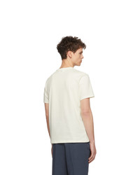 T-shirt à col rond brodé beige AMI Alexandre Mattiussi
