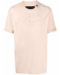 T-shirt à col rond brodé beige Philipp Plein