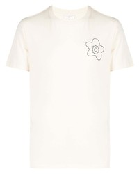 T-shirt à col rond brodé beige Sandro Paris