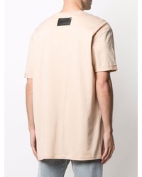 T-shirt à col rond brodé beige Philipp Plein