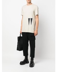 T-shirt à col rond brodé beige Rick Owens DRKSHDW