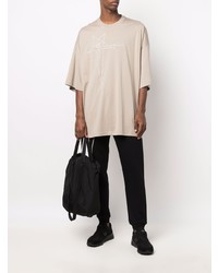 T-shirt à col rond brodé beige Rick Owens X Champion