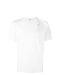 T-shirt à col rond brodé blanc et noir