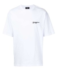 T-shirt à col rond brodé blanc et noir Balenciaga