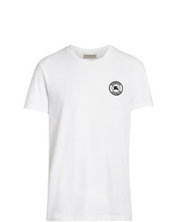 T-shirt à col rond brodé blanc et noir Burberry