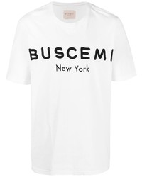 T-shirt à col rond brodé blanc et noir Buscemi