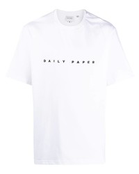 T-shirt à col rond brodé blanc et noir Daily Paper