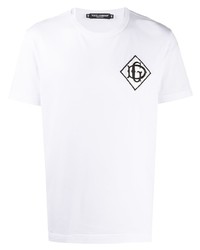 T-shirt à col rond brodé blanc et noir Dolce & Gabbana