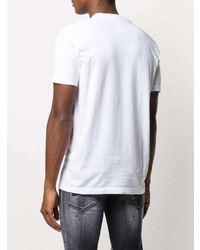 T-shirt à col rond brodé blanc et noir DSQUARED2