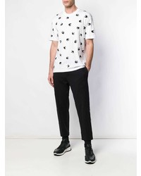 T-shirt à col rond brodé blanc et noir McQ Alexander McQueen