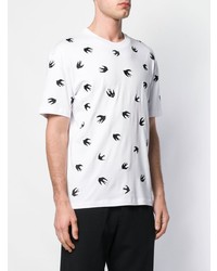 T-shirt à col rond brodé blanc et noir McQ Alexander McQueen