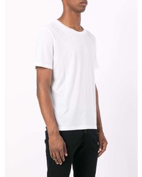 T-shirt à col rond brodé blanc et noir Saint Laurent
