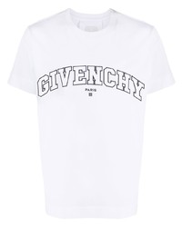 T-shirt à col rond brodé blanc et noir Givenchy