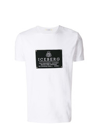 T-shirt à col rond brodé blanc et noir Iceberg