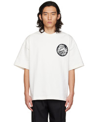 T-shirt à col rond brodé blanc et noir Jil Sander