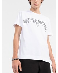 T-shirt à col rond brodé blanc et noir Givenchy