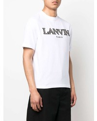 T-shirt à col rond brodé blanc et noir Lanvin