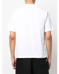 T-shirt à col rond brodé blanc et noir Lanvin