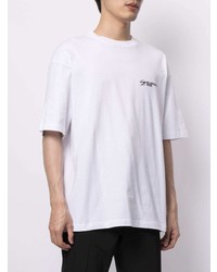 T-shirt à col rond brodé blanc et noir Balenciaga