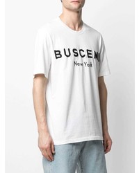 T-shirt à col rond brodé blanc et noir Buscemi