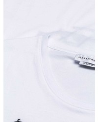 T-shirt à col rond brodé blanc et noir Alexander McQueen