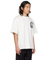 T-shirt à col rond brodé blanc et noir Jil Sander