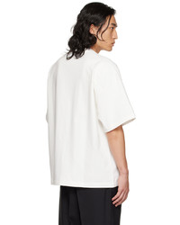 T-shirt à col rond brodé blanc et noir Jil Sander