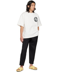 T-shirt à col rond brodé blanc et noir Jil Sander