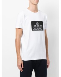 T-shirt à col rond brodé blanc et noir Iceberg