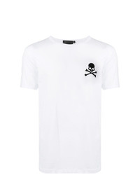 T-shirt à col rond brodé blanc et noir Philipp Plein
