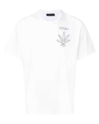 T-shirt à col rond brodé blanc et noir Riccardo Comi