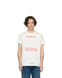 T-shirt à col rond brodé blanc et rouge
