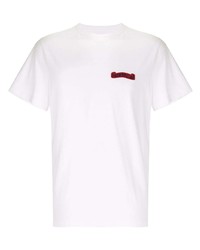 T-shirt à col rond brodé blanc et rouge Kent & Curwen