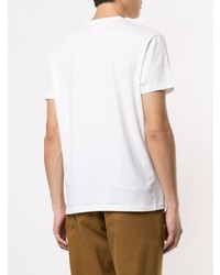 T-shirt à col rond brodé blanc et rouge Kent & Curwen