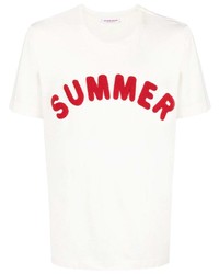 T-shirt à col rond brodé blanc et rouge Orlebar Brown