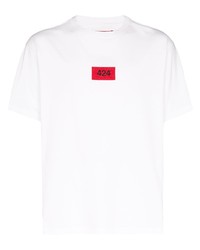 T-shirt à col rond brodé blanc 424