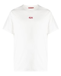 T-shirt à col rond brodé blanc 424