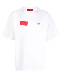 T-shirt à col rond brodé blanc 424