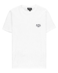 T-shirt à col rond brodé blanc A.P.C.