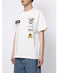 T-shirt à col rond brodé blanc AAPE BY A BATHING APE