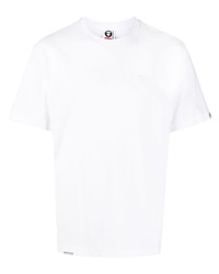 T-shirt à col rond brodé blanc AAPE BY A BATHING APE