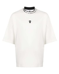 T-shirt à col rond brodé blanc AAPE BY A BATHING APE