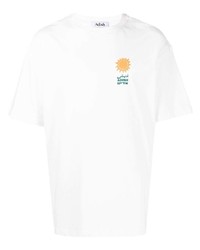 T-shirt à col rond brodé blanc Adish