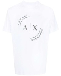 T-shirt à col rond brodé blanc Armani Exchange