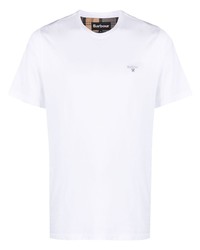 T-shirt à col rond brodé blanc Barbour