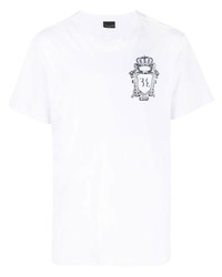 T-shirt à col rond brodé blanc Billionaire