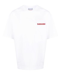 T-shirt à col rond brodé blanc BLUEMARBLE