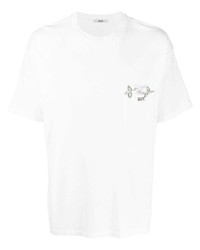 T-shirt à col rond brodé blanc Bode