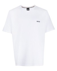 T-shirt à col rond brodé blanc BOSS